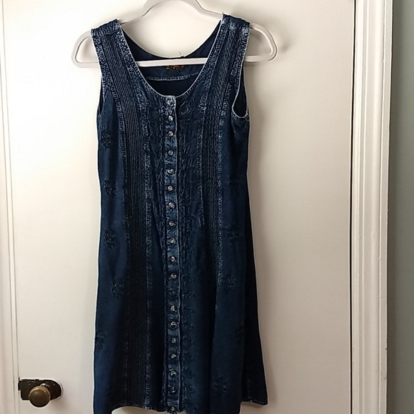 raya sun denim dress Raya Sun Casual Dress- Size Small-Denim Blue, Ray